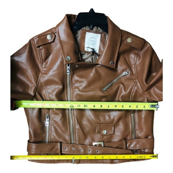 Stoosh brown leather look classic motorcycle biker rocker jacket size XL new - Picture 15 of 15